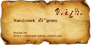 Vanicsek Ágnes névjegykártya
